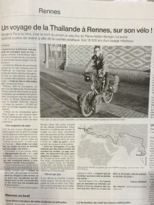 Bangkok Rennes à vélo dans Ouest France